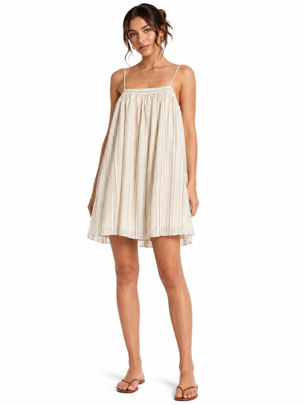 Gianni Bini Sedona Sunset Rose Babydoll Dress Linen Blend Floral Size S